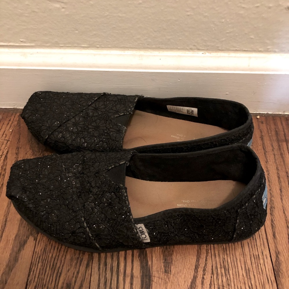 Black lace sparkly Toms